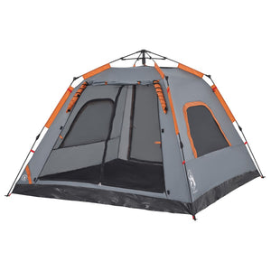 vidaXL Camping Tent Dome 5-Person Grey and Orange Quick Release