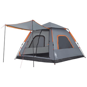 vidaXL Camping Tent Dome 5-Person Grey and Orange Quick Release