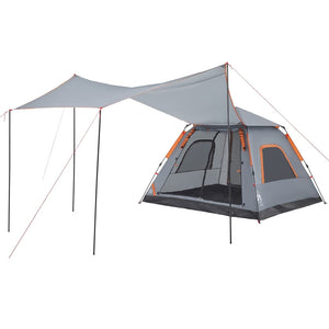 vidaXL Camping Tent Dome 5-Person Grey and Orange Quick Release