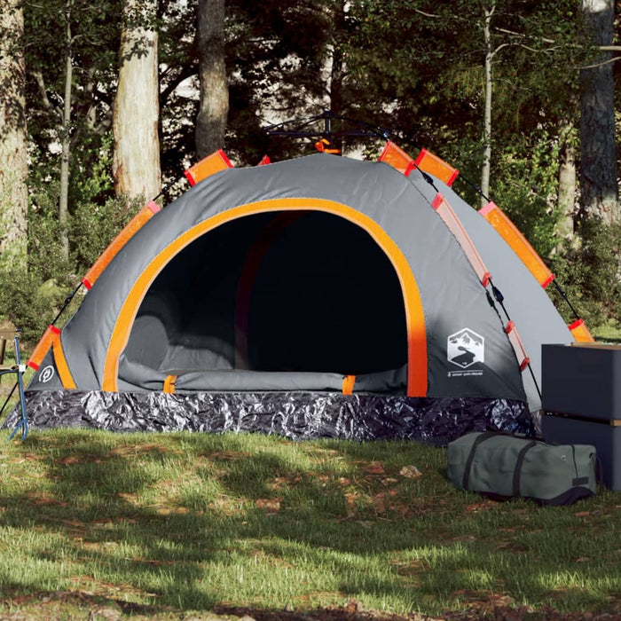 vidaXL Camping Tent 2-Person Grey Quick Release