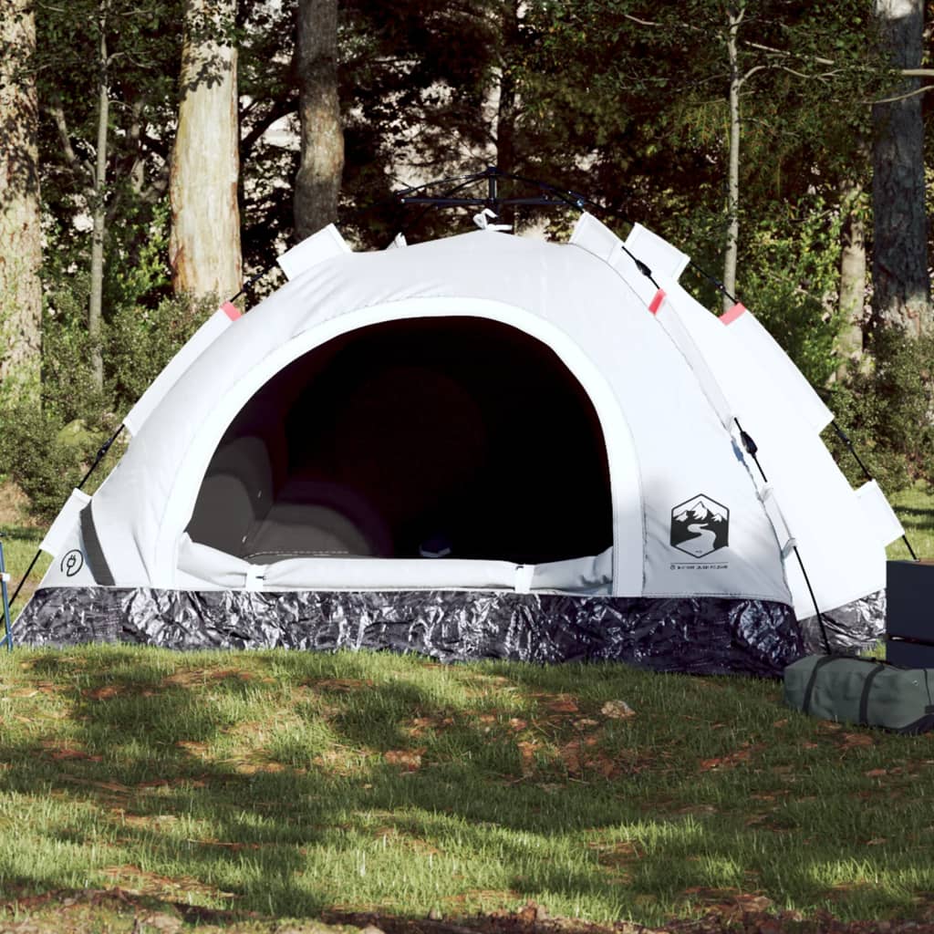 vidaXL Camping Tent 2-Person White Blackout Fabric Quick Release