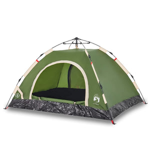 vidaXL Camping Tent 3-Person Green Quick Release