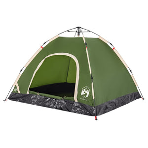 vidaXL Camping Tent 3-Person Green Quick Release