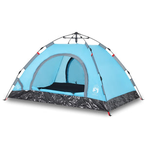 vidaXL Camping Tent 3-Person Blue Quick Release