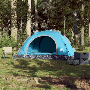 vidaXL Camping Tent 3-Person Blue Quick Release