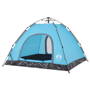 vidaXL Camping Tent 3-Person Blue Quick Release