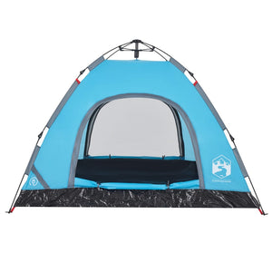 vidaXL Camping Tent 3-Person Blue Quick Release