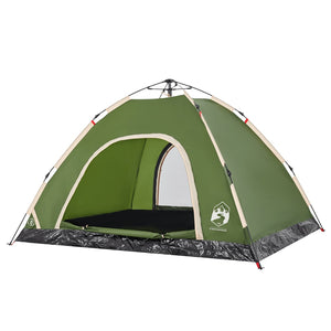 vidaXL Camping Tent 4-Person Green Quick Release