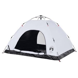 vidaXL Camping Tent 4-Person White Blackout Fabric Quick Release