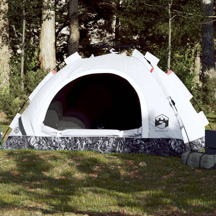 vidaXL Camping Tent 4-Person White Blackout Fabric Quick Release