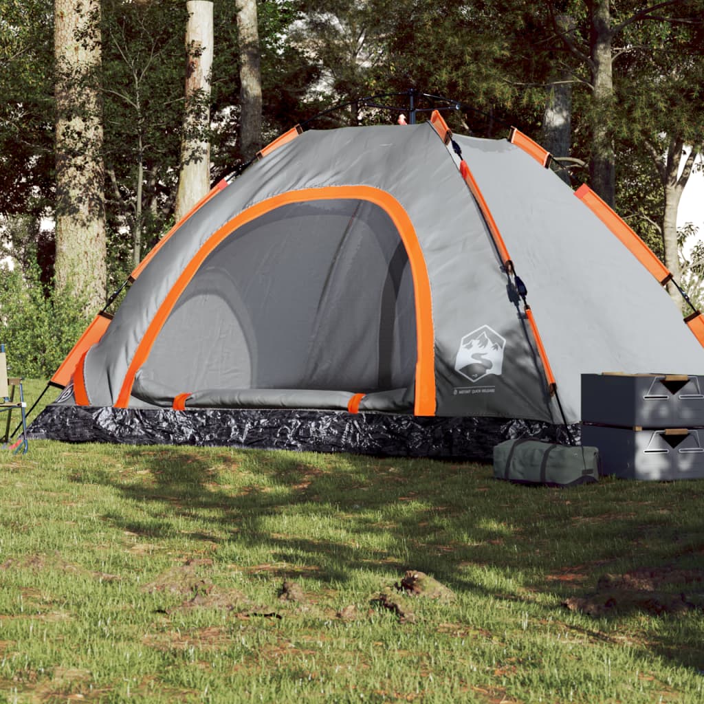 vidaXL Camping Tent 5-Person Grey Quick Release