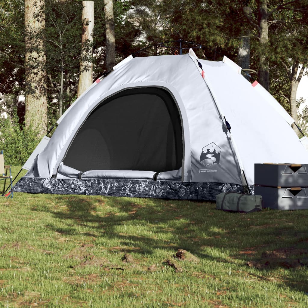 vidaXL Camping Tent 5-Person White Blackout Fabric Quick Release