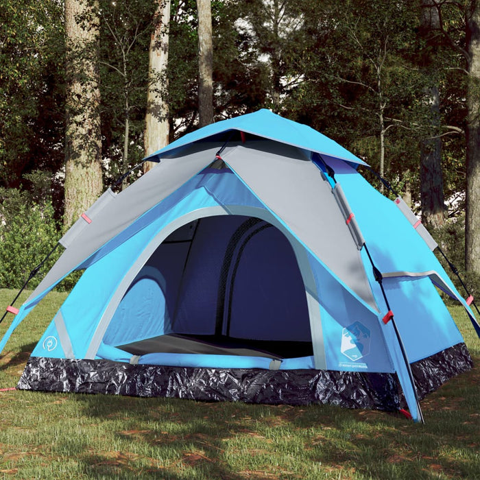 vidaXL Camping Tent Dome 3-Person Blue Quick Release