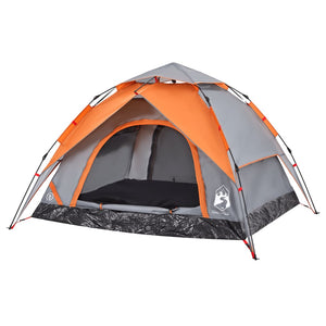 vidaXL Camping Tent Dome 3-Person Grey and Orange Quick Release