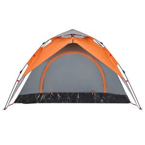 vidaXL Camping Tent Dome 3-Person Grey and Orange Quick Release