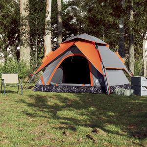 vidaXL Camping Tent Dome 5-Person Grey and Orange Quick Release