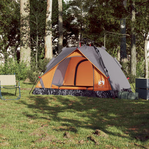 vidaXL Camping Tent Dome 2-Person Grey and Orange Quick Release