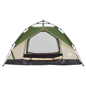 vidaXL Camping Tent Dome 3-Person Green Quick Release