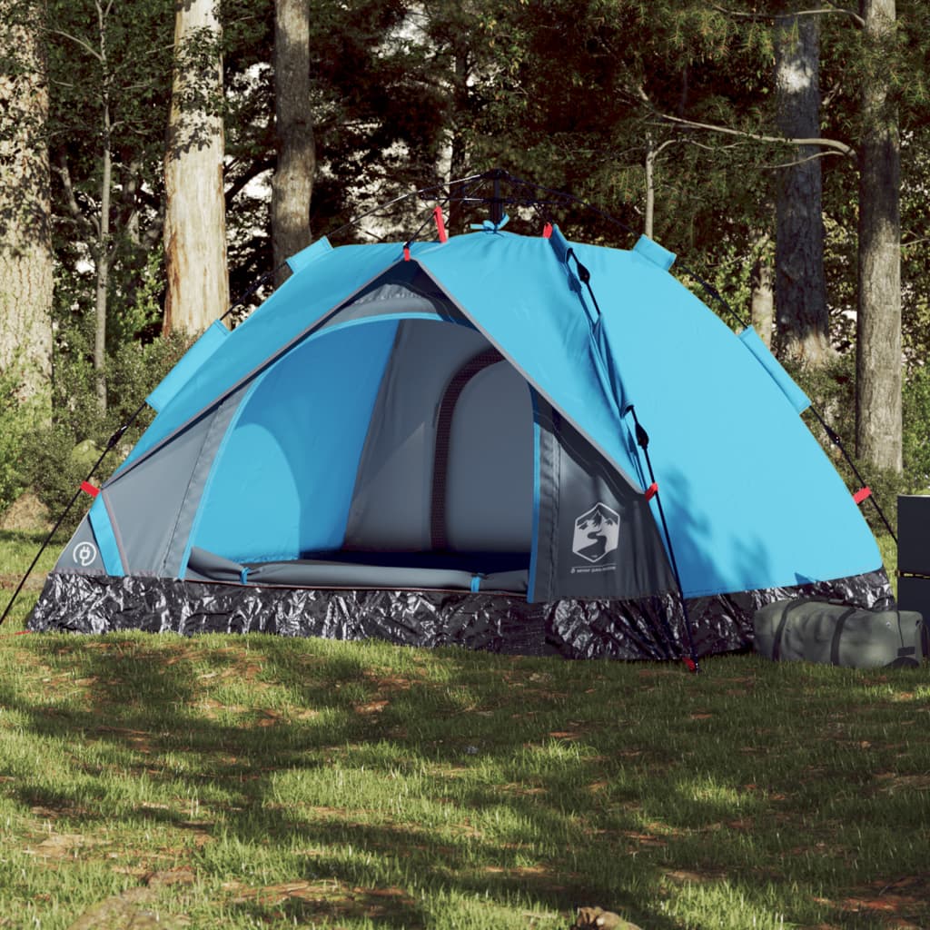 vidaXL Camping Tent Dome 3-Person Blue Quick Release