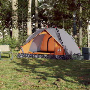 vidaXL Camping Tent Dome 3-Person Grey and Orange Quick Release