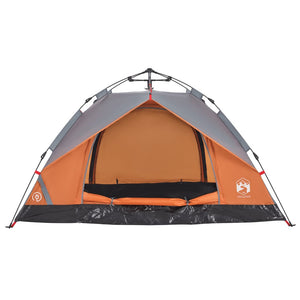 vidaXL Camping Tent Dome 3-Person Grey and Orange Quick Release