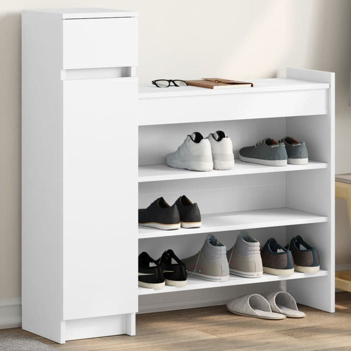 vidaXL Shoe Cabinet White 100.5x28x100 cm Engineered Wood