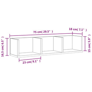 vidaXL Wall Cabinet White 75x18x16.5 cm Engineered Wood