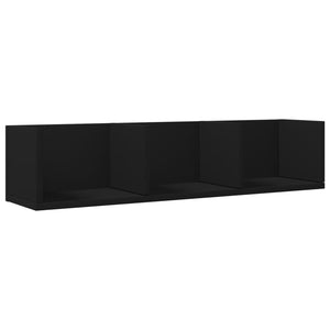 vidaXL Wall Cabinets 2 pcs Black 75x18x16.5 cm Engineered Wood