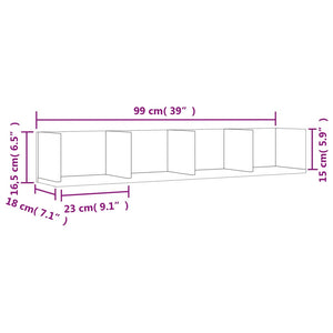 vidaXL Wall Cabinet White 99x18x16.5 cm Engineered Wood