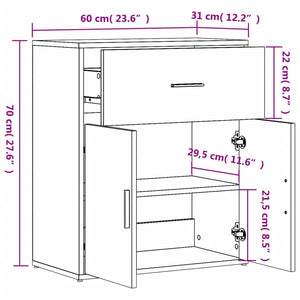 vidaXL Sideboard Black 60x31x70 cm Engineered Wood