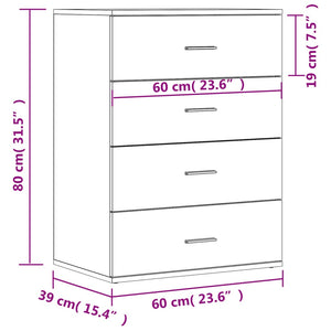 vidaXL Sideboard Concrete Grey 60x39x80 cm Engineered Wood