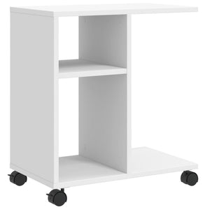 vidaXL Side Table with Wheels White 50x30x55 cm Engineered Wood