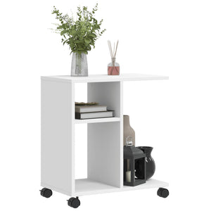 vidaXL Side Table with Wheels White 50x30x55 cm Engineered Wood