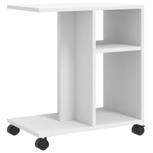 vidaXL Side Table with Wheels White 50x30x55 cm Engineered Wood