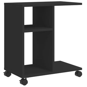 vidaXL Side Table with Wheels Black 50x30x55 cm Engineered Wood