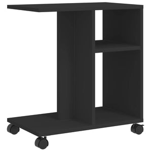 vidaXL Side Table with Wheels Black 50x30x55 cm Engineered Wood