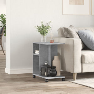 vidaXL Side Table with Wheels Concrete Grey 50x30x55 cm Engineered Wood