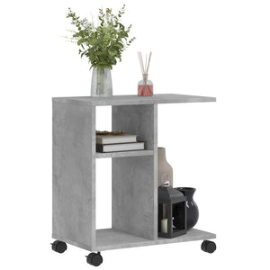 vidaXL Side Table with Wheels Concrete Grey 50x30x55 cm Engineered Wood