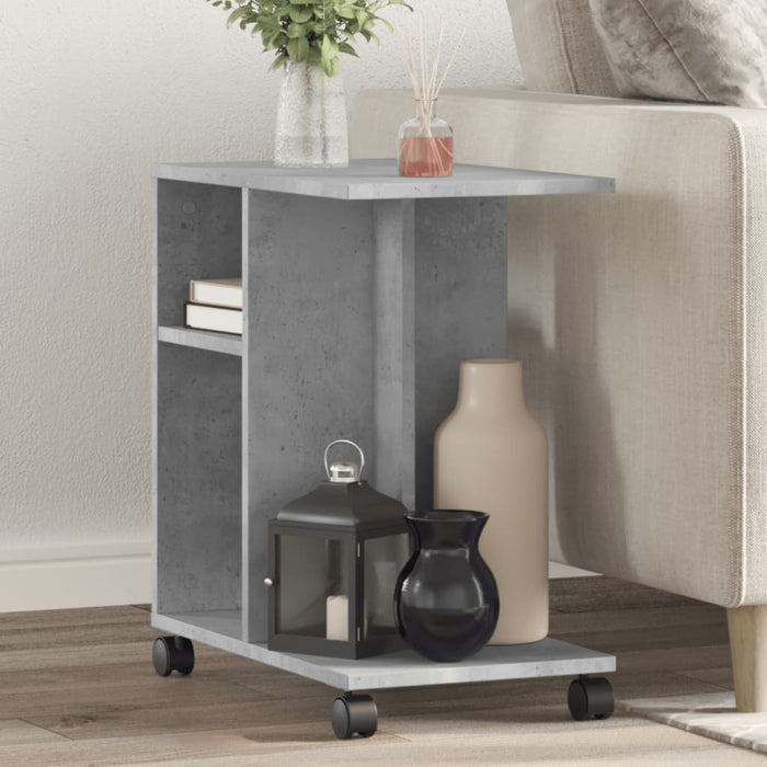 vidaXL Side Table with Wheels Concrete Grey 50x30x55 cm Engineered Wood