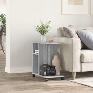 vidaXL Side Table with Wheels Grey Sonoma 50x30x55 cm Engineered Wood