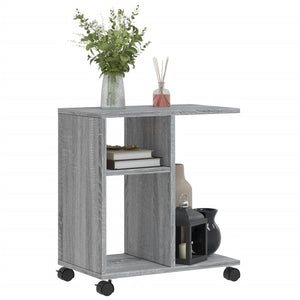 vidaXL Side Table with Wheels Grey Sonoma 50x30x55 cm Engineered Wood