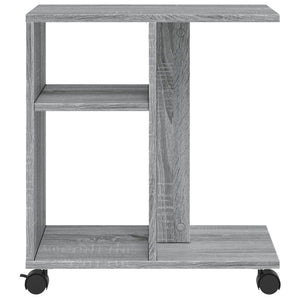 vidaXL Side Table with Wheels Grey Sonoma 50x30x55 cm Engineered Wood