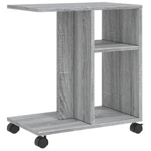 vidaXL Side Table with Wheels Grey Sonoma 50x30x55 cm Engineered Wood