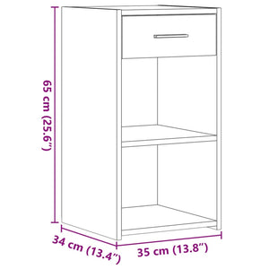 vidaXL Bedside Cabinet Smoked Oak 35x34x65 cm Engineered Wood