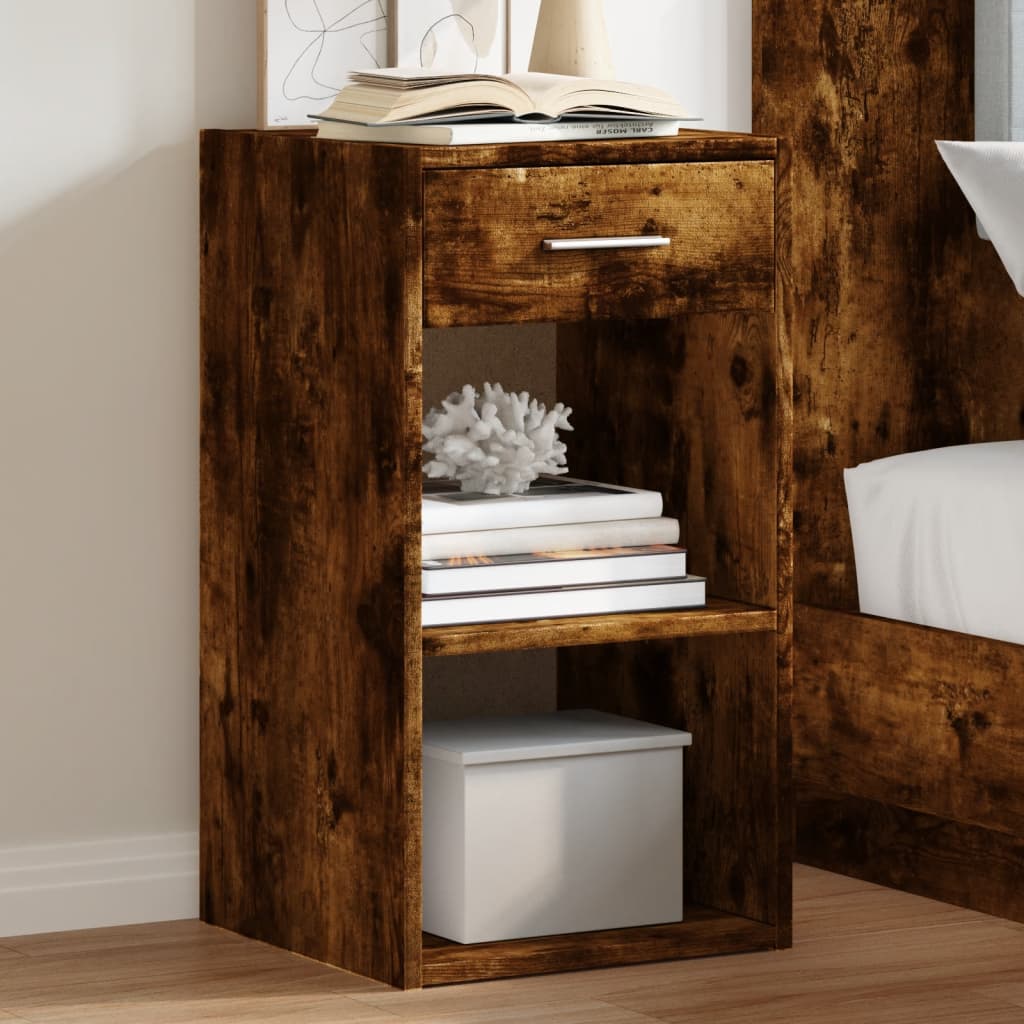 vidaXL Bedside Cabinet Smoked Oak 35x34x65 cm Engineered Wood