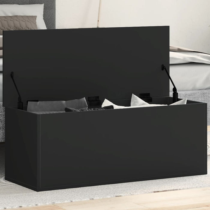 vidaXL Storage Box Black 90x35x35 cm Engineered Wood