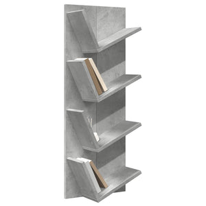 vidaXL Wall Bookshelf 4-Tier Concrete Grey 33x16x90 cm