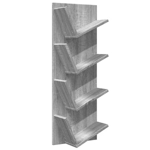 vidaXL Wall Bookshelf 4-Tier Grey Sonoma 33x16x90 cm