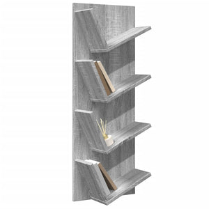 vidaXL Wall Bookshelf 4-Tier Grey Sonoma 33x16x90 cm