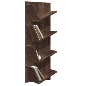 vidaXL Wall Bookshelf 4-Tier Brown Oak 33x16x90 cm